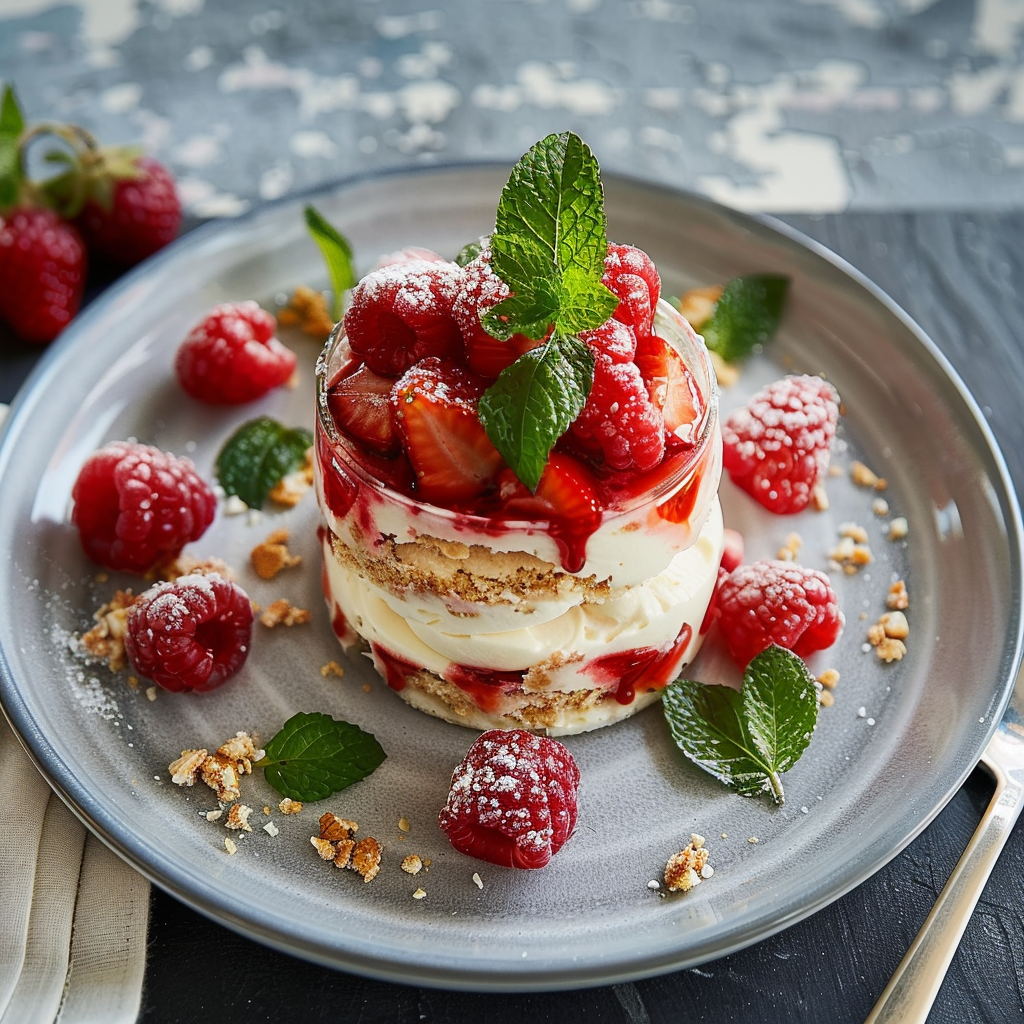 Erdbeer Mascarpone Rolle Minze