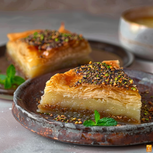 Honig-Pistazien-Baklava-Käsekuchen
