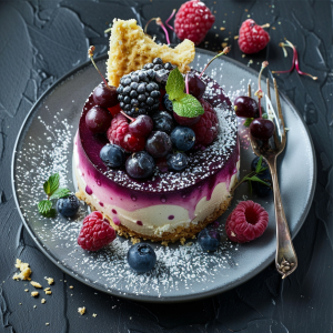 Zitronen Heidelbeer Shortbread Mousse Kuchen