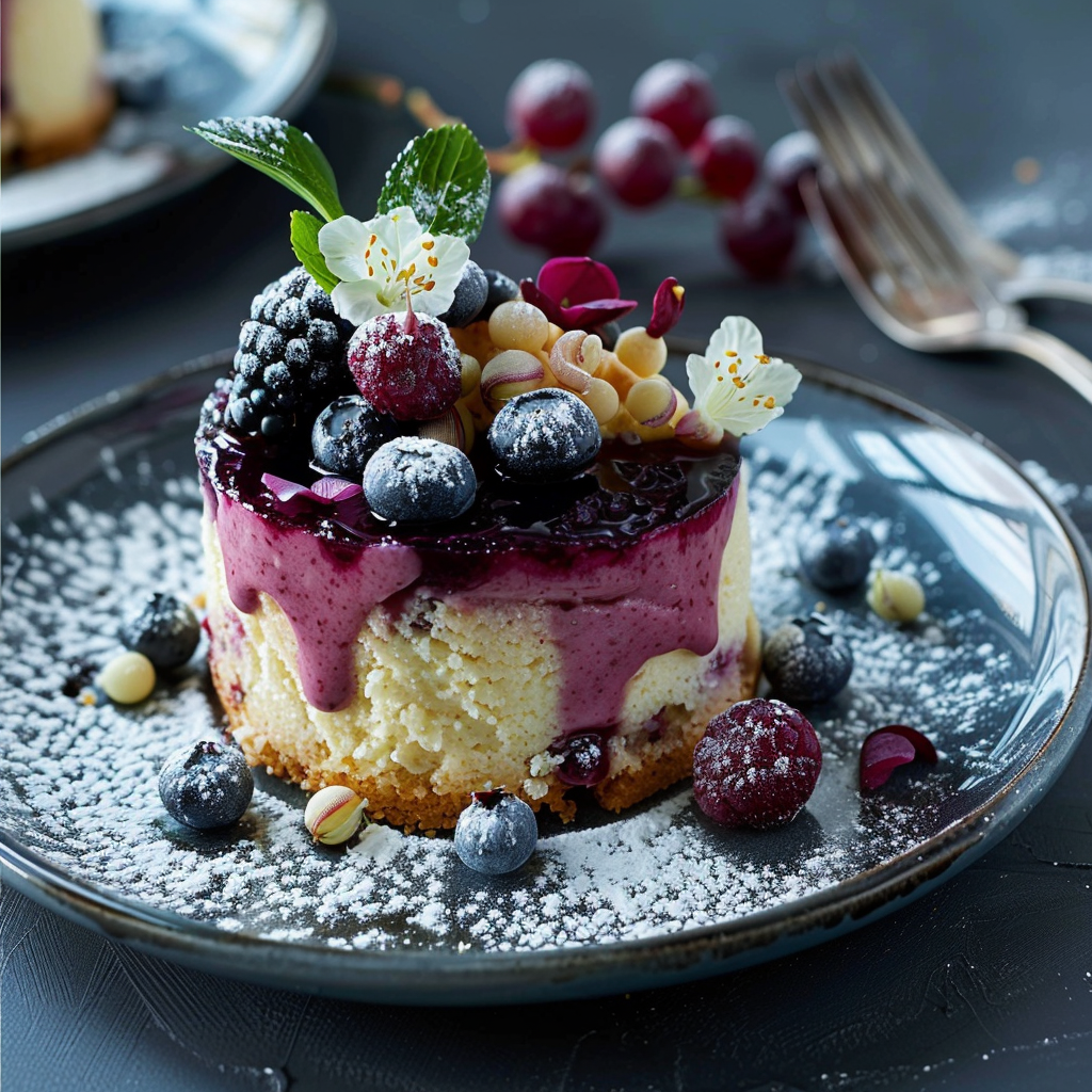 Zitronen Heidelbeer Shortbread Mousse Kuchen