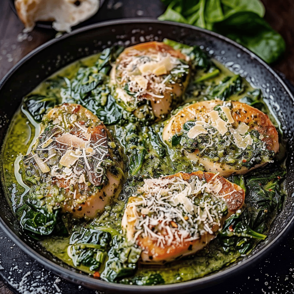 Hähnchen in cremiger Spinat Parmesan