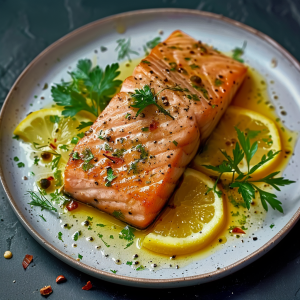 Lachs in Knoblauch-Zitronen-Butter