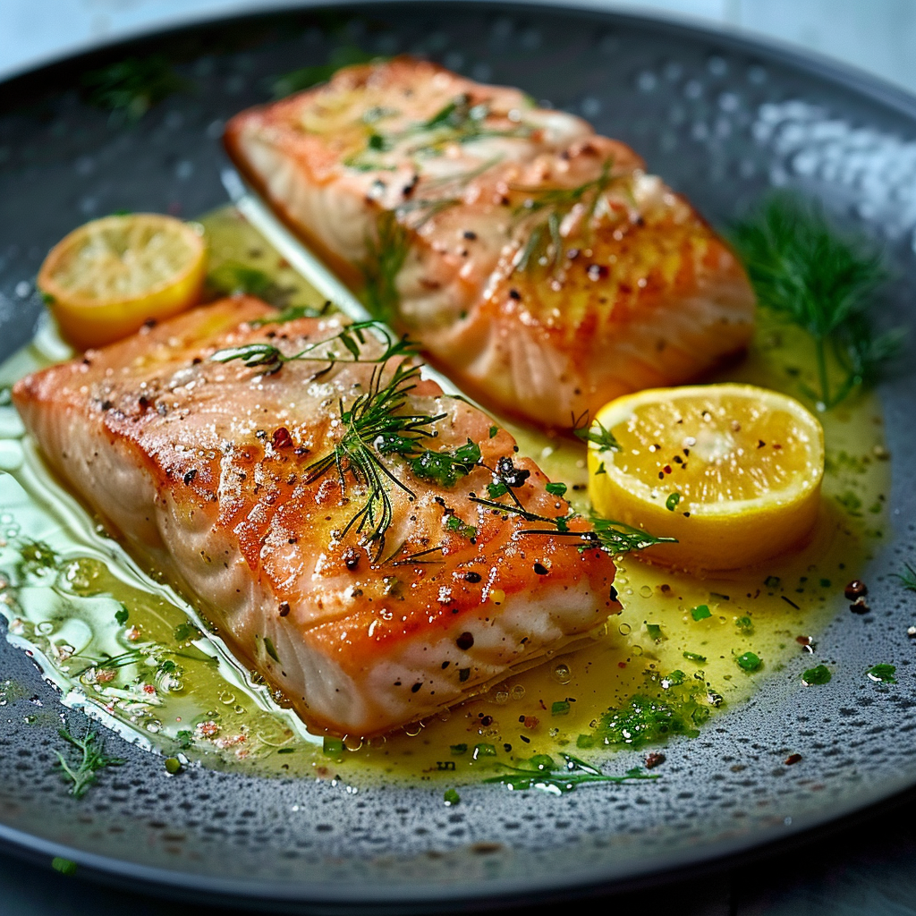 Lachs in Knoblauch-Zitronen-Butter