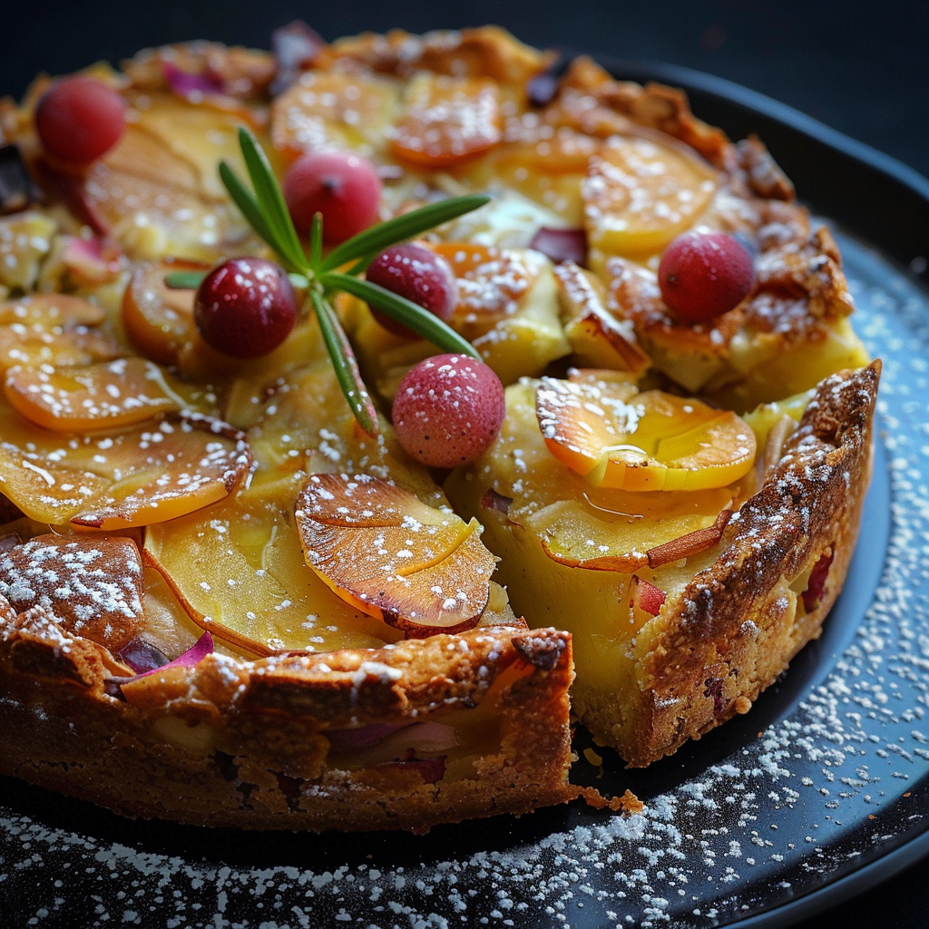 Saftiger Rhabarberkuchen mit Mandeln