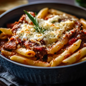 Penne-Hackfleisch-Auflauf mit Fetakruste