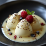 Schneenockerl in Vanillesauce