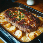 Hackbraten mit Kartoffeln in Sahne