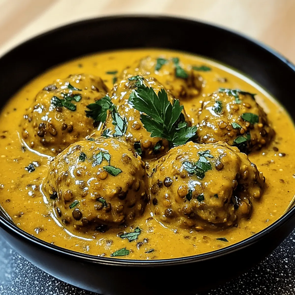 Vegane Linsenknodel in wurziger Curry-Sauce