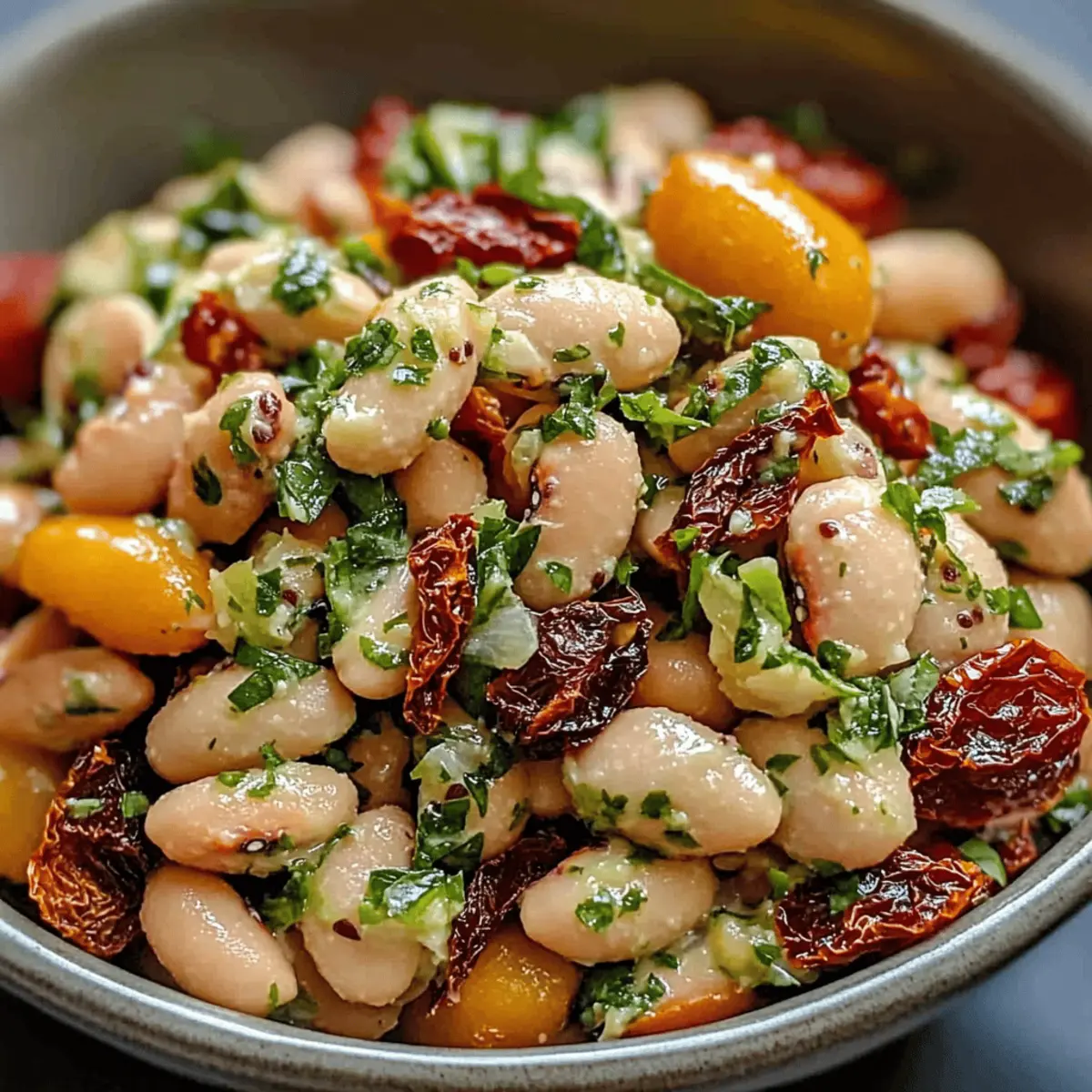 Marinierter getrockneter Tomaten-Bohnen-Salat