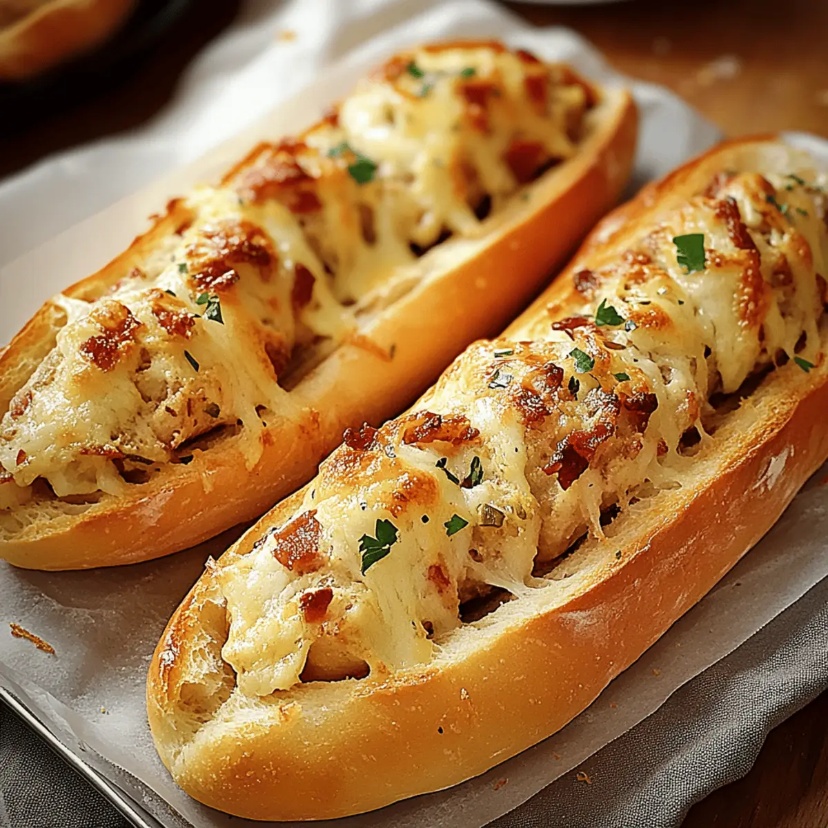 Gefüllte Ofen-Baguettes
