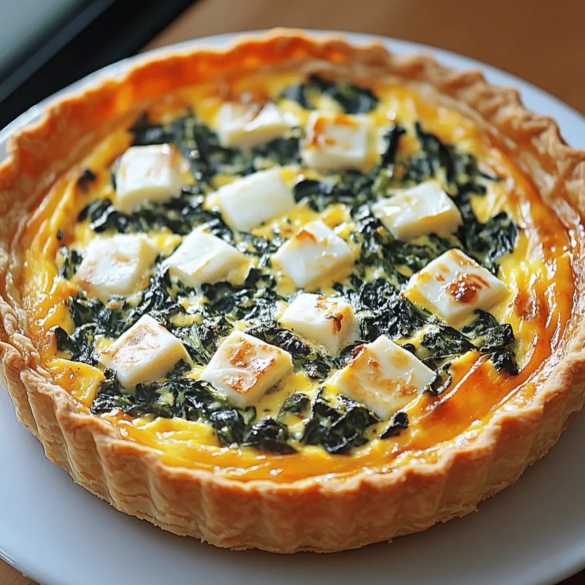 Huttenkase und Spinat Krustenlose Quiche