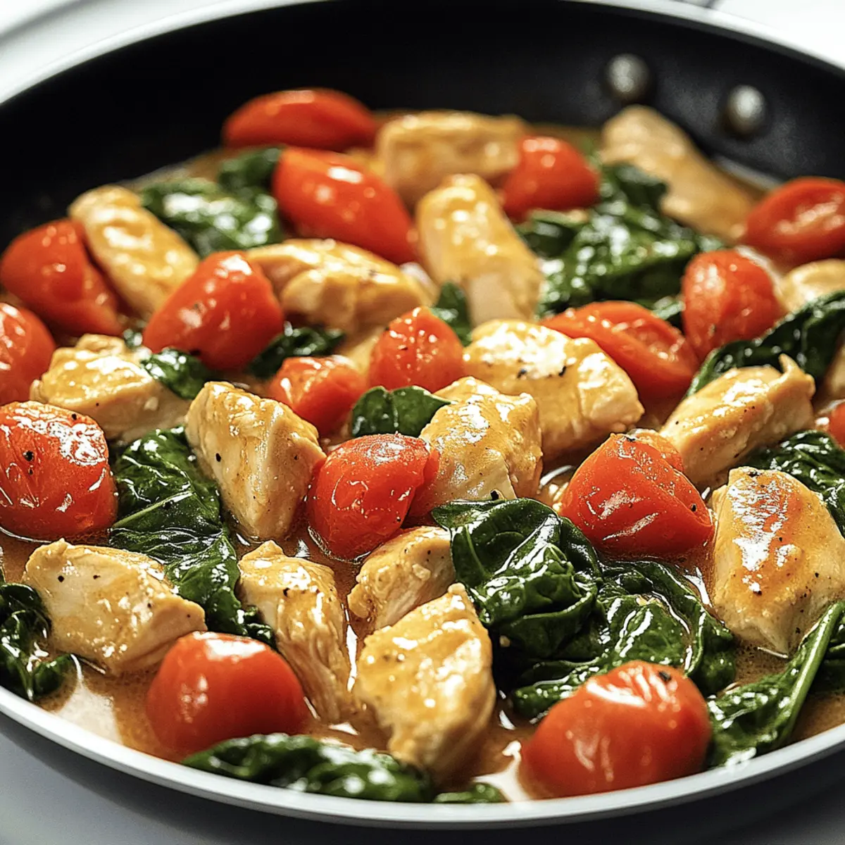 Keto Hähnchen-Spinat-Tomaten-Pfanne