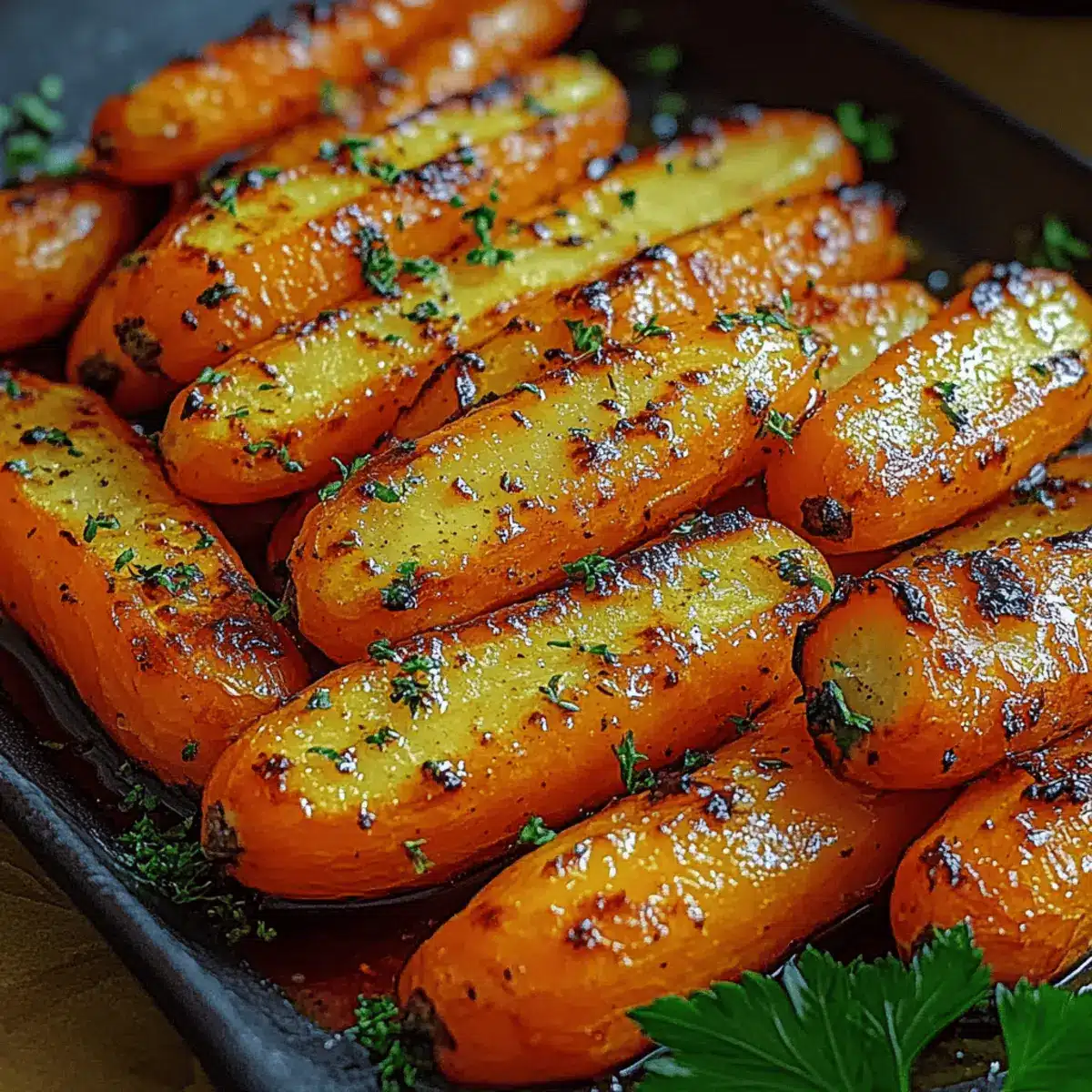 Honig-Knoblauch-Butter gerostete Karotten