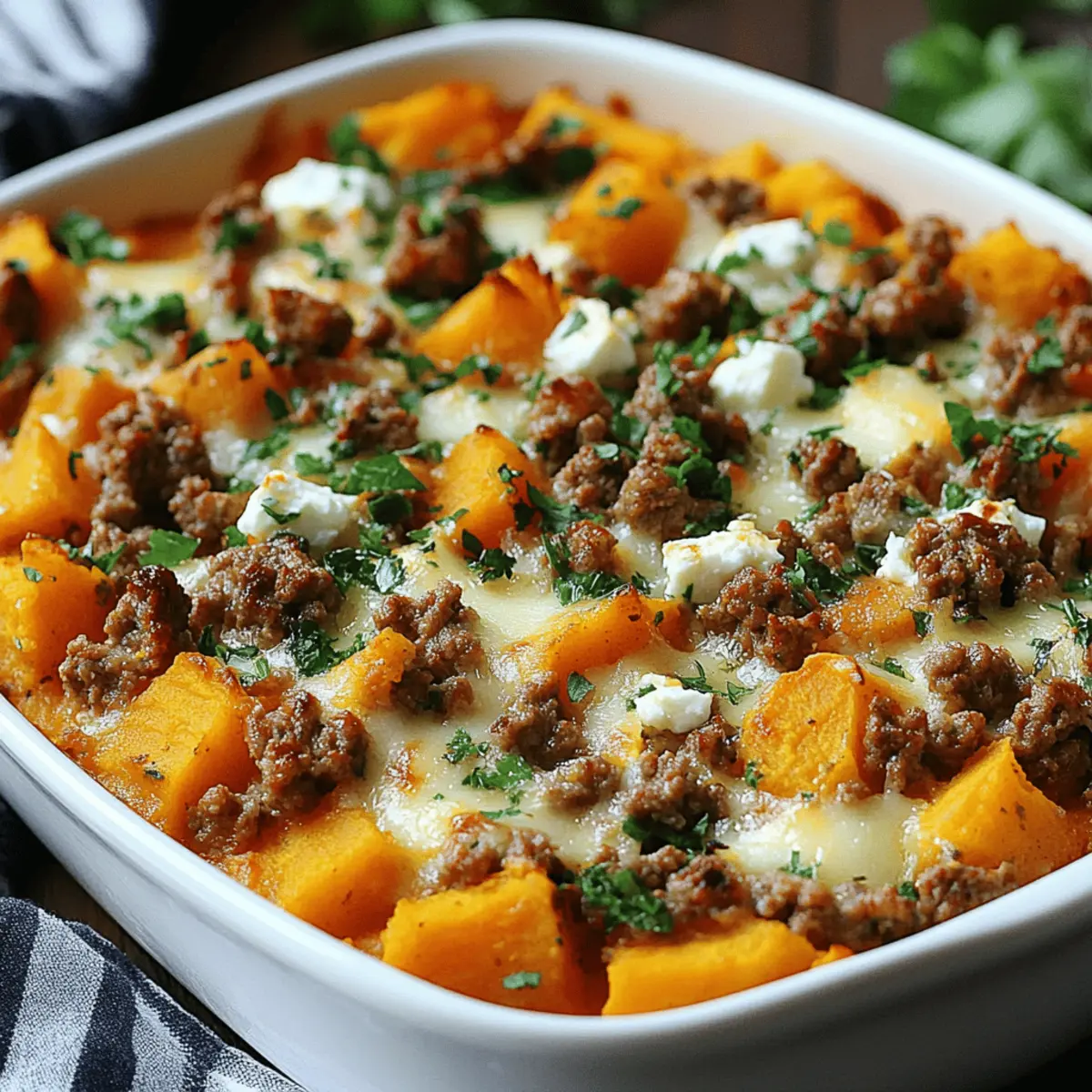 Süßkartoffel-Hackfleisch-Auflauf mit Feta