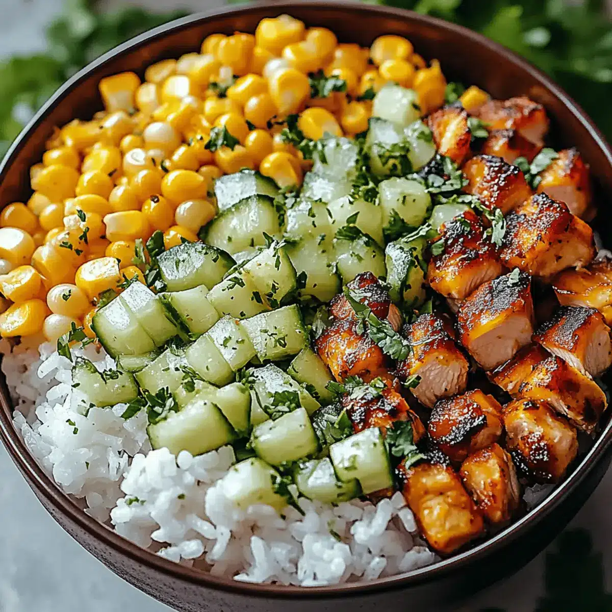 Street Corn Hähnchen Reis Bowl