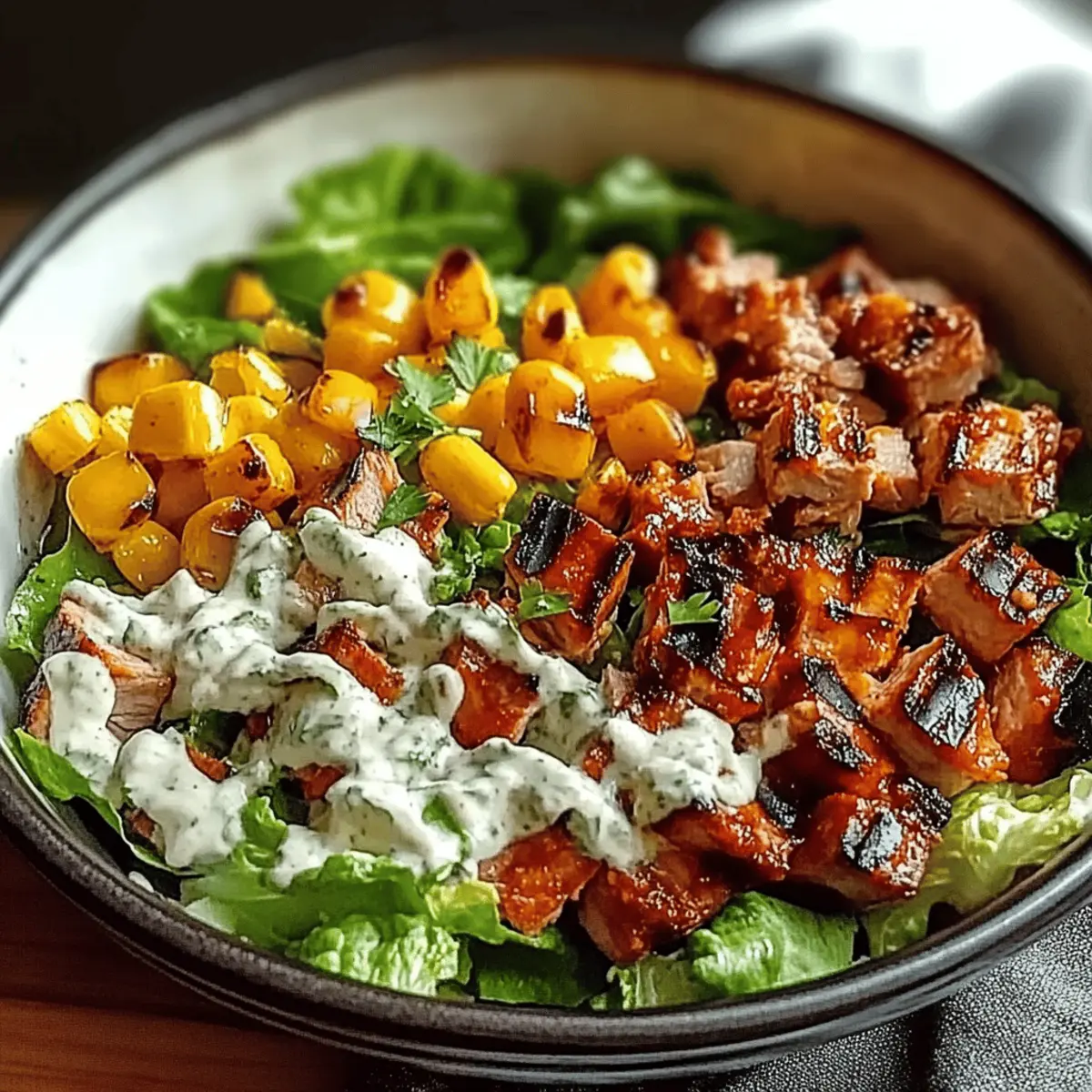 BBQ Hahnchen Geschnittene Salat