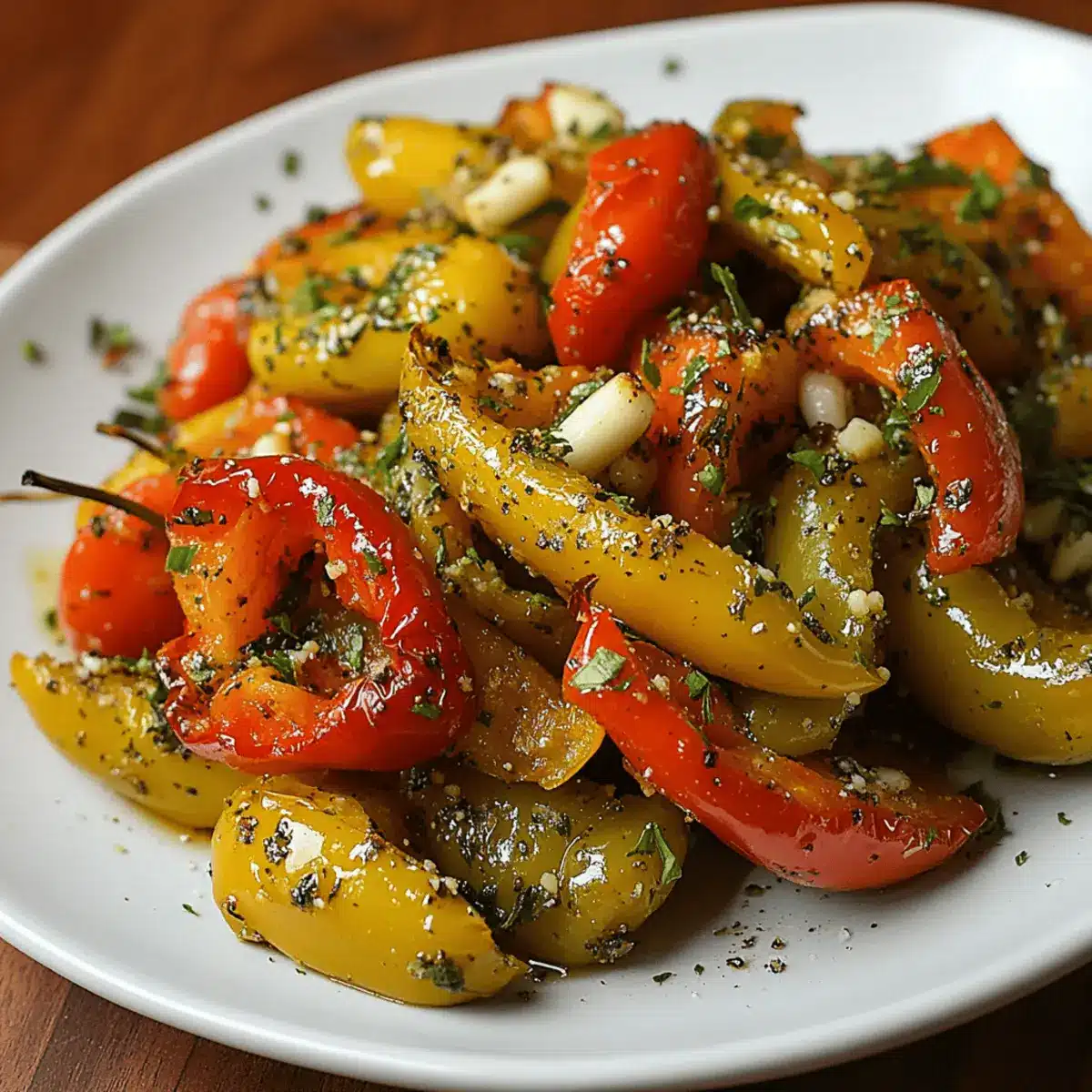 Gebratene Peperoni mit Knoblauch wie beim Griechen