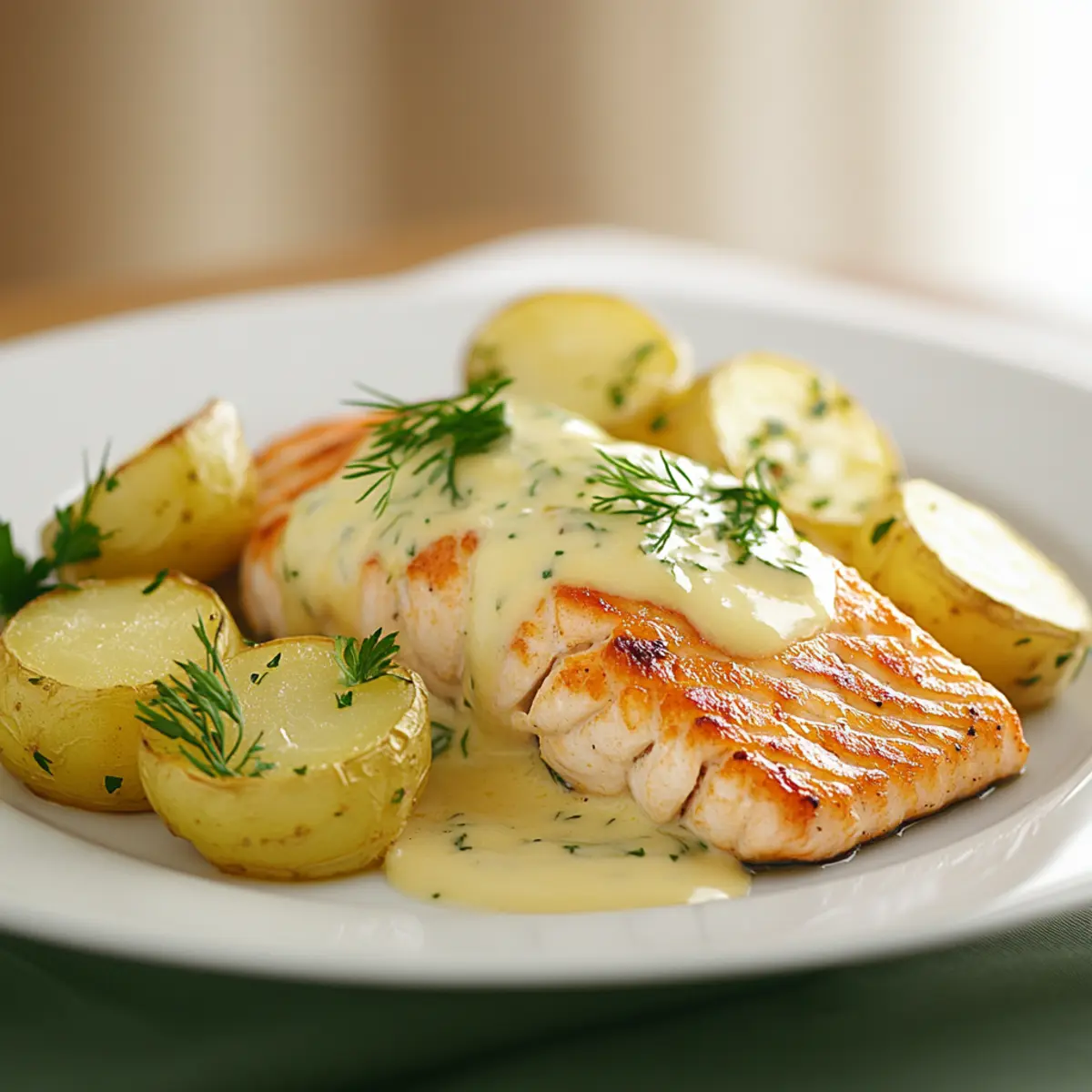 Zarter Lachs Auflauf mit Kartoffeln