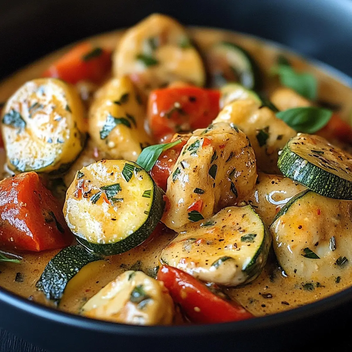 Paprika-Zucchini-Sahne-Hähnchen