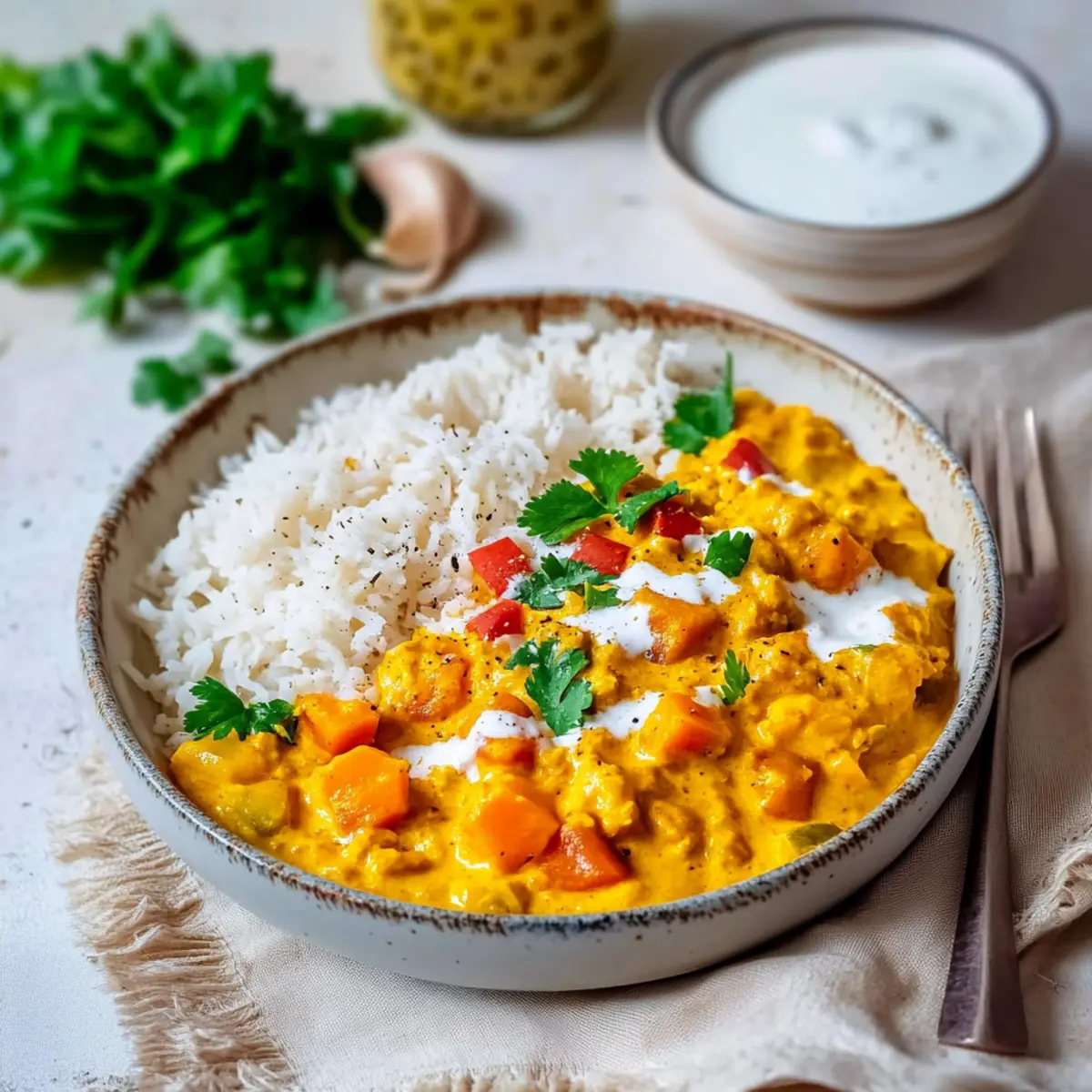 Süßkartoffel-Linsen-Curry mit Kokosmilch