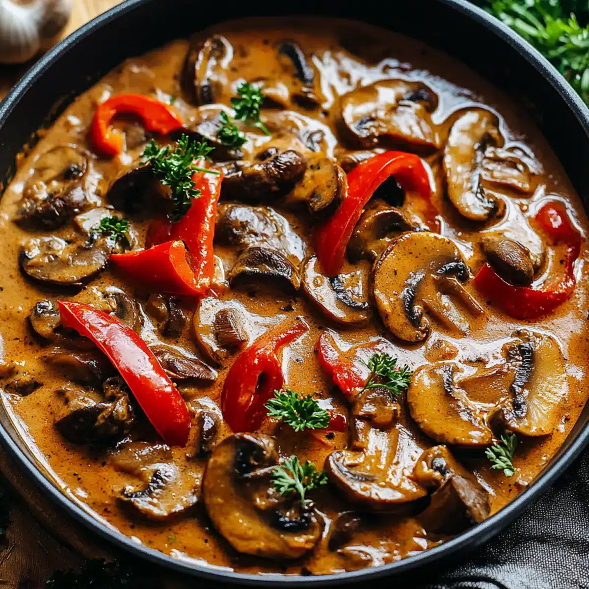 Feuriges Paprika-Geschnetzeltes mit Champignons