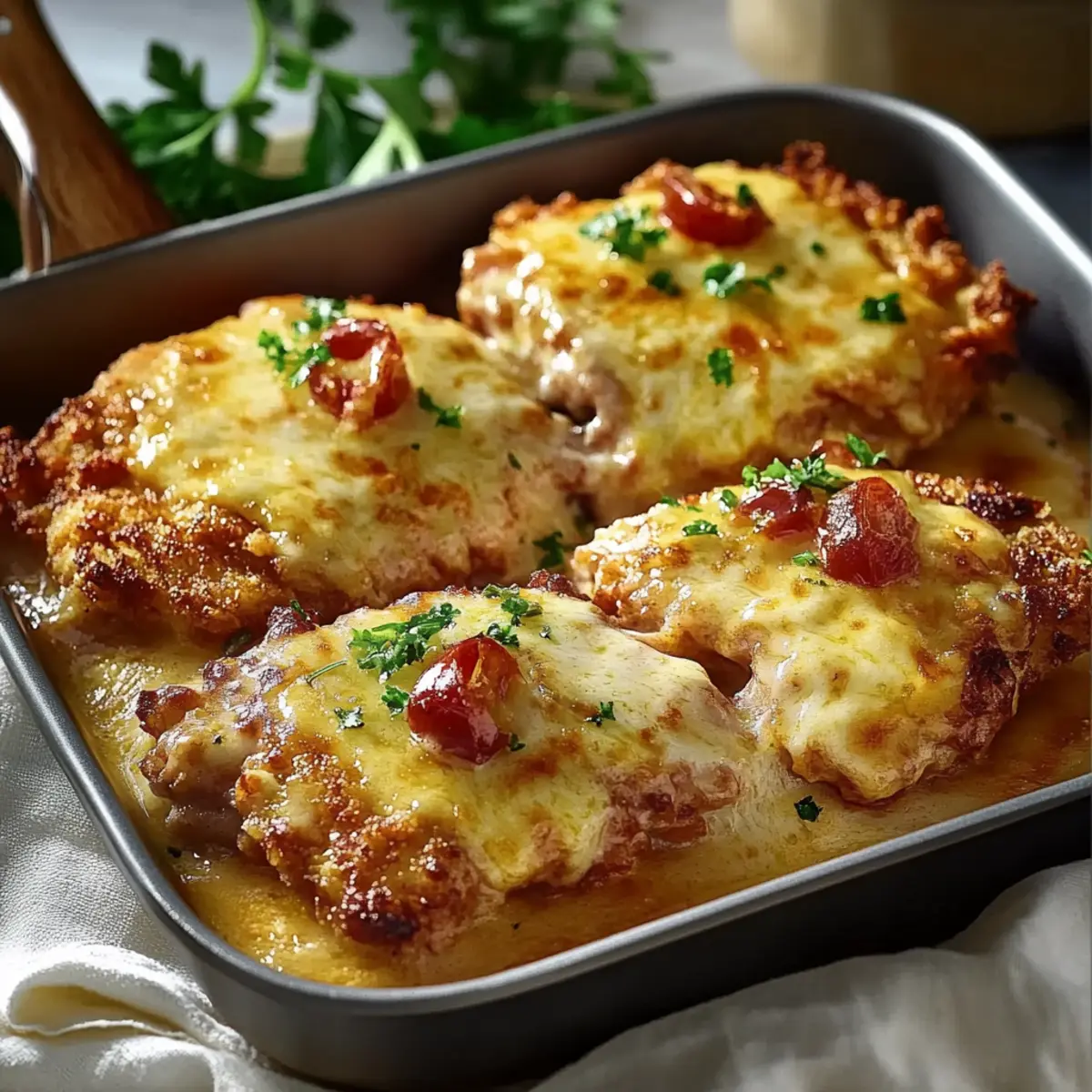 Überbackene Partyschnitzel aus dem Ofen