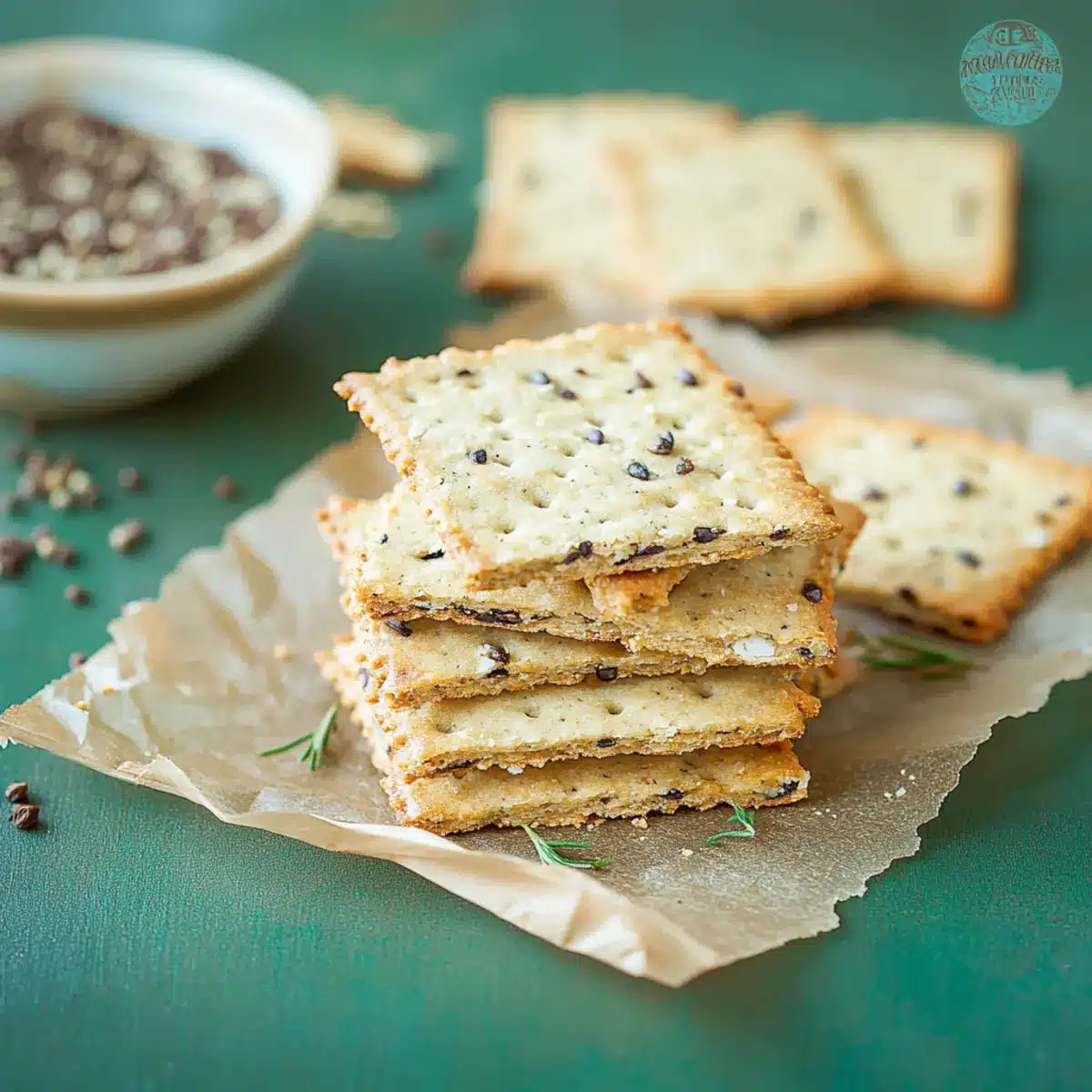 Schnelle Low Carb Cracker aus 3 Zutaten - Fertiges Gericht auf einem Teller