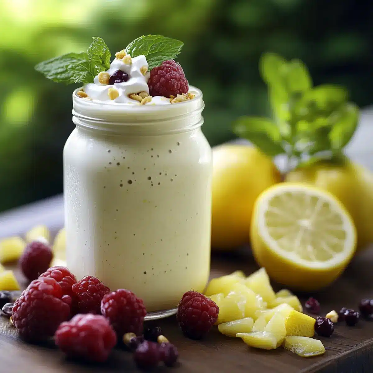 Der erfrischende Zitronen-Smoothie - Fertiges Gericht auf einem Teller