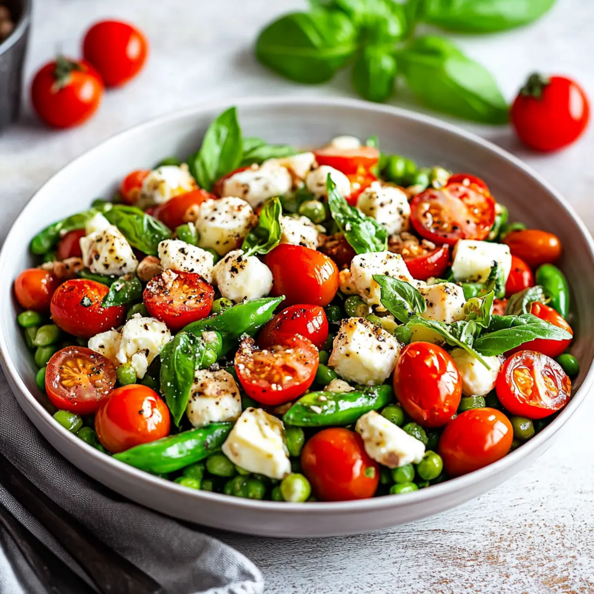 Grüner Spargel Salat mit Tomaten und Mozzarella - Zutaten vorbereitet