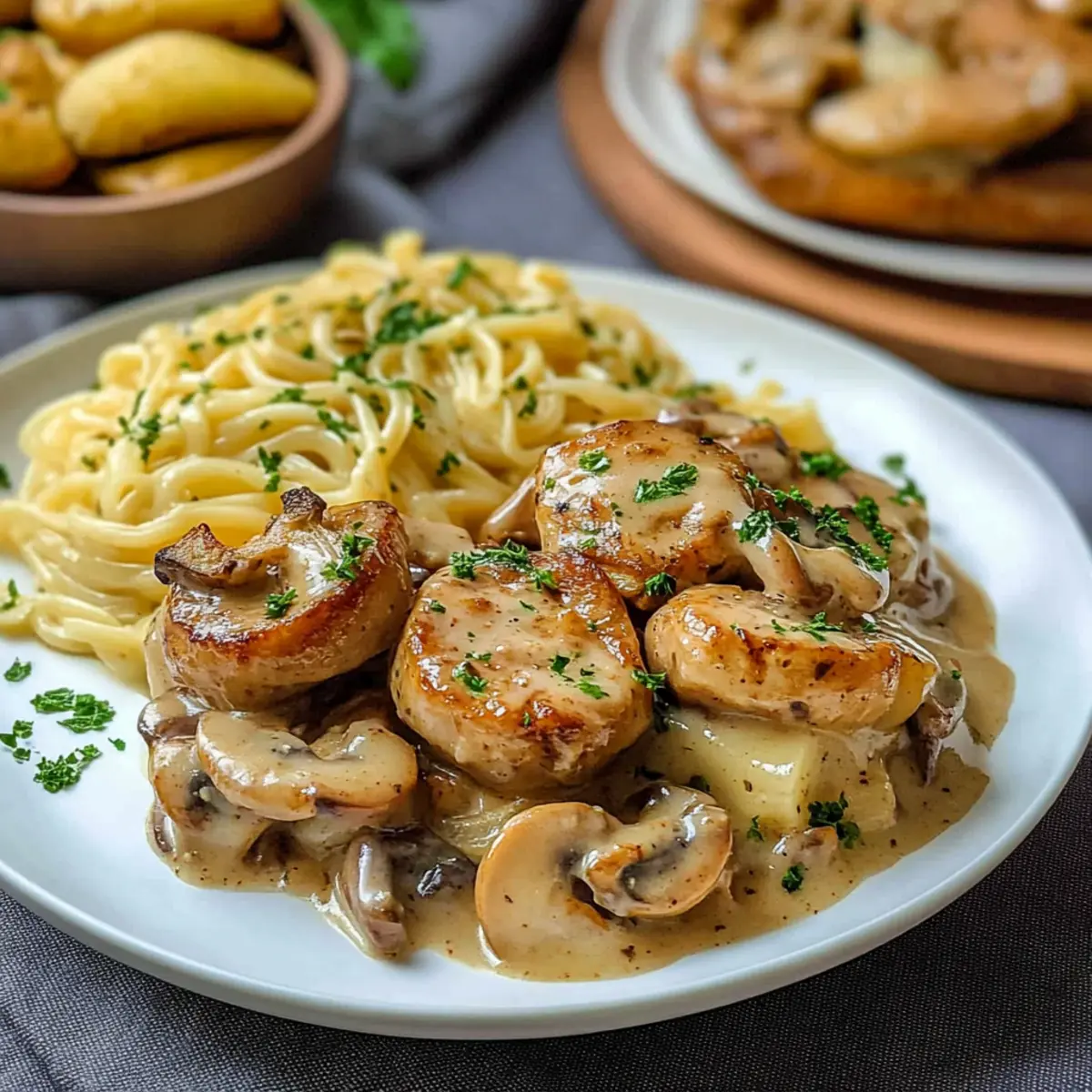 Schweinemedaillons in Champignon Rahmsoße mit Spätzle