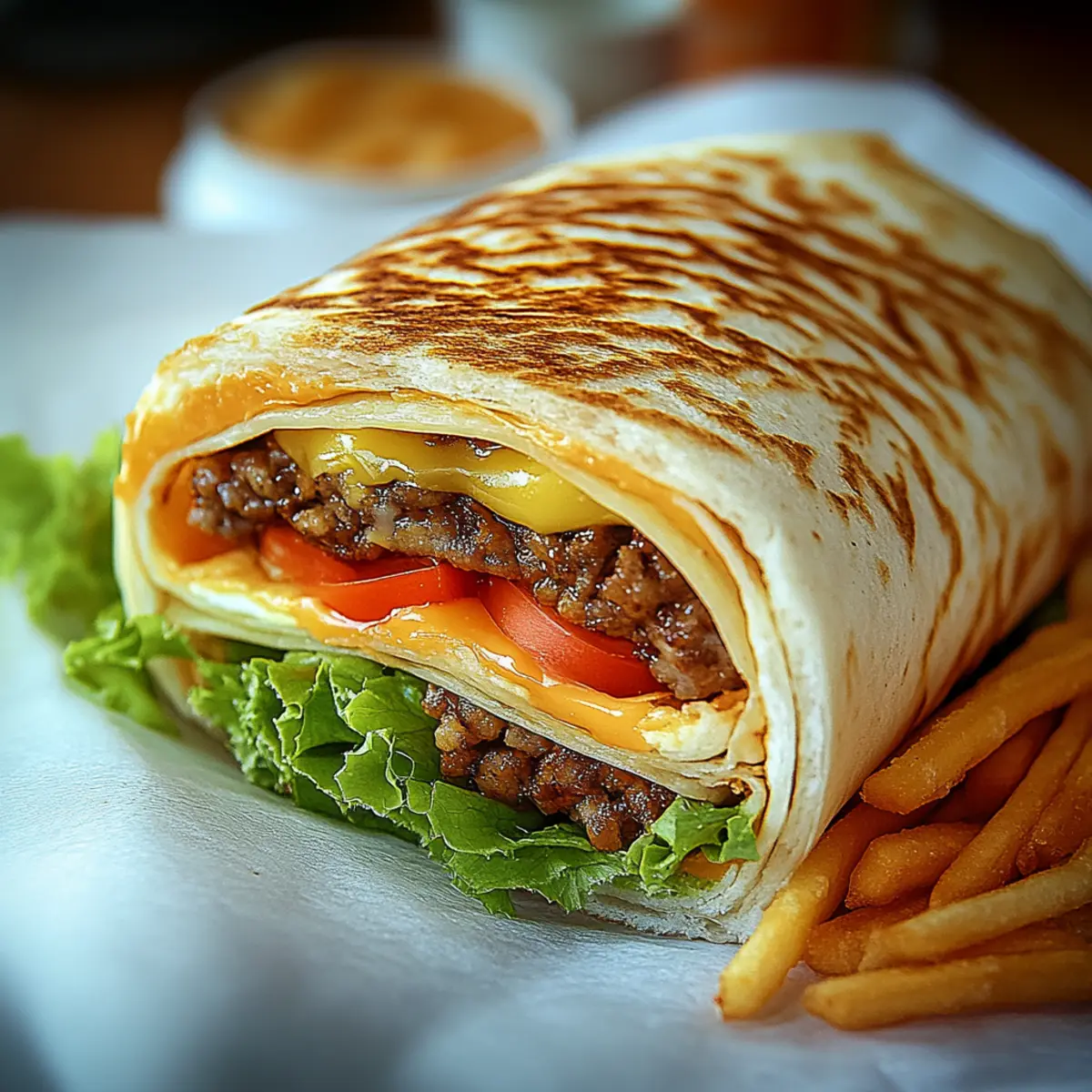 Low Carb Big Mac Rolle - Nahaufnahme der leckeren Textur