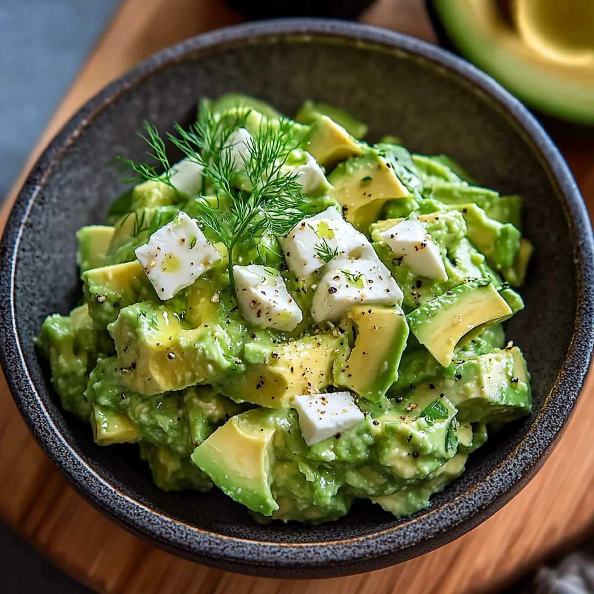 Avocado-Eiersalat - Fertiges Gericht auf einem Teller