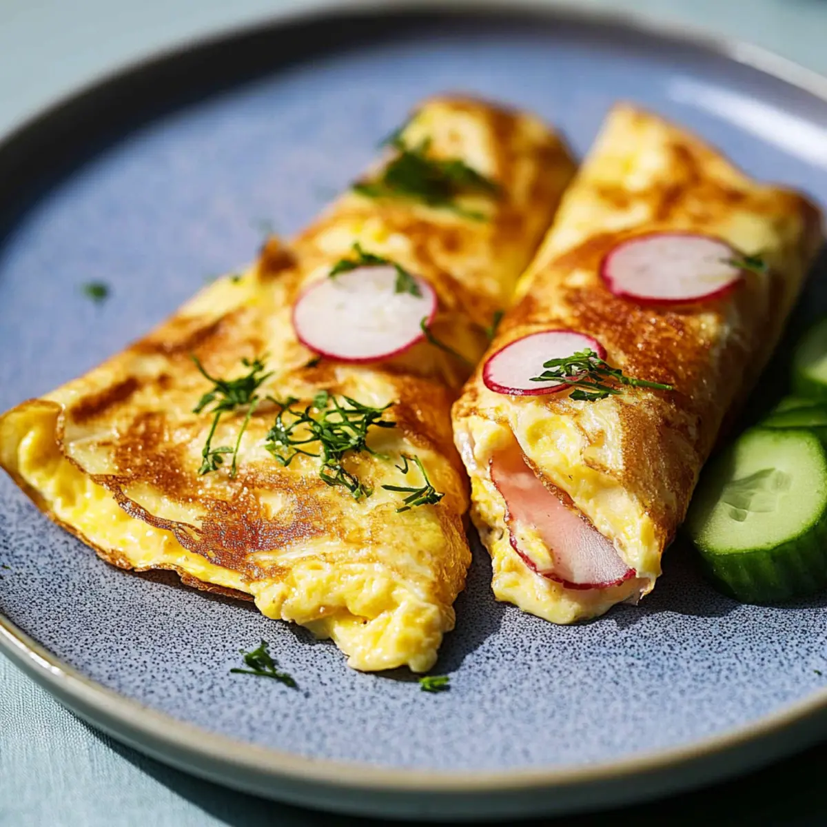Gerolltes Schinken-Käse-Omelette - Zutaten vorbereitet