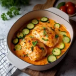 Hähnchenbrust in Frischkäsesoße mit Paprika und Zucchini aus dem Ofen