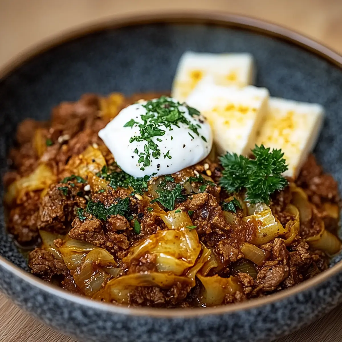 Spitzkohl Hackfleisch Pfanne - Zutaten vorbereitet