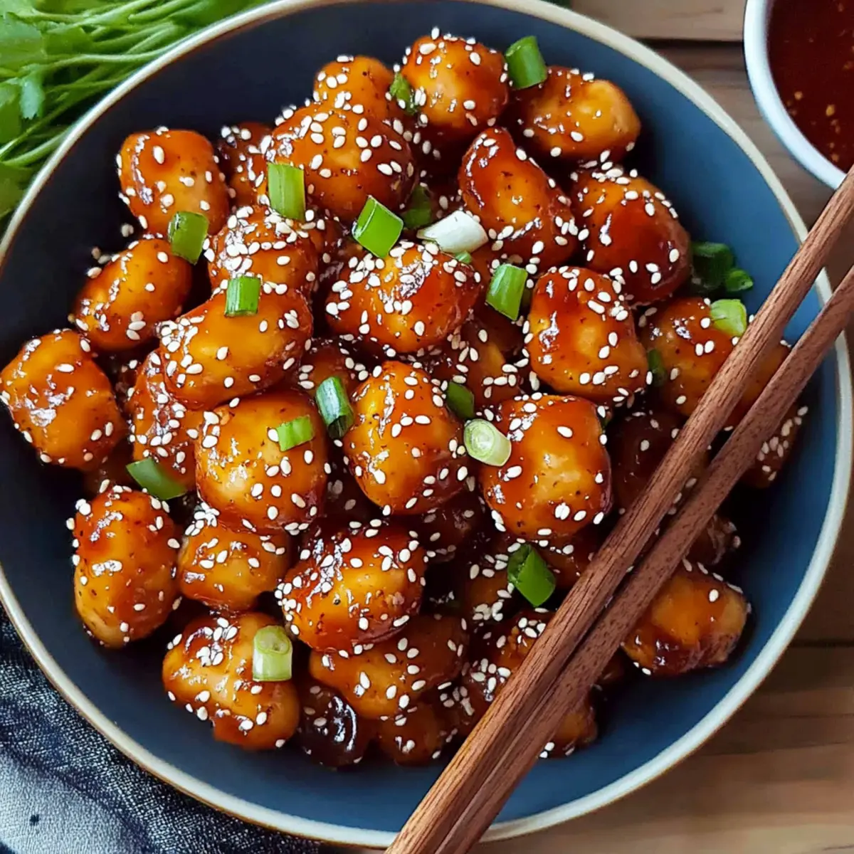 Sesam-Hühnchen: Entdecken Sie das einfache Rezept! - Fertiges Gericht auf einem Teller