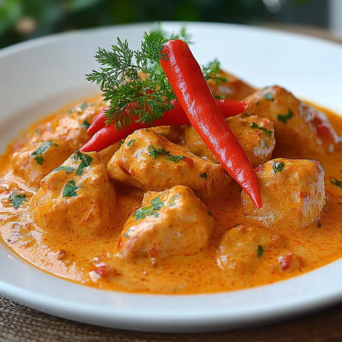 Paprika-Sahne-Hähnchen – Einfaches Rezept - Nahaufnahme der leckeren Textur