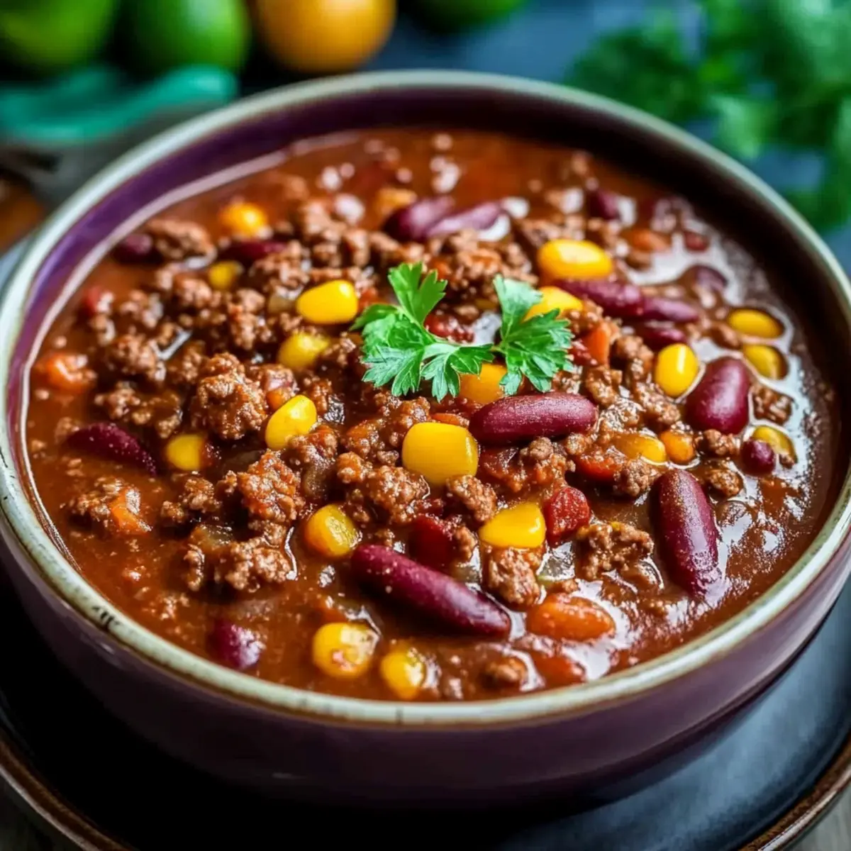 Schnelles Chili con Carne - Fertiges Gericht auf einem Teller