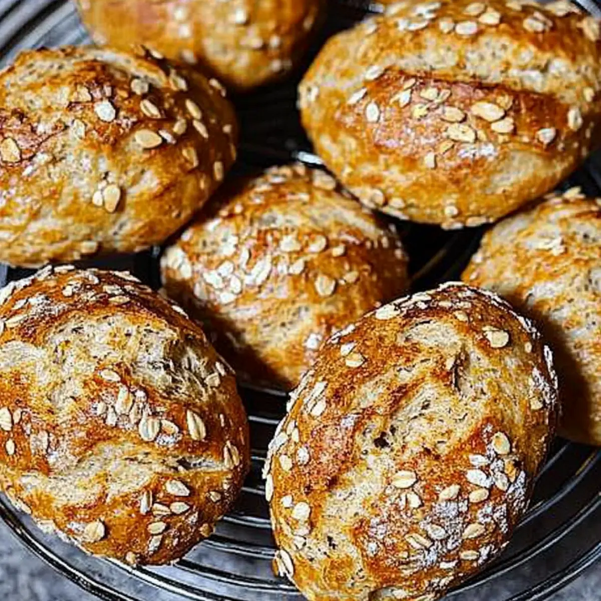 Quark-Haferflocken Brötchen - Fertiges Gericht auf einem Teller