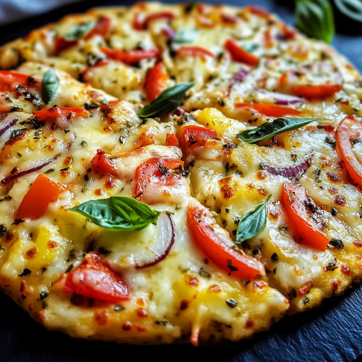 Bunte Low-Carb-Schüttelpizza