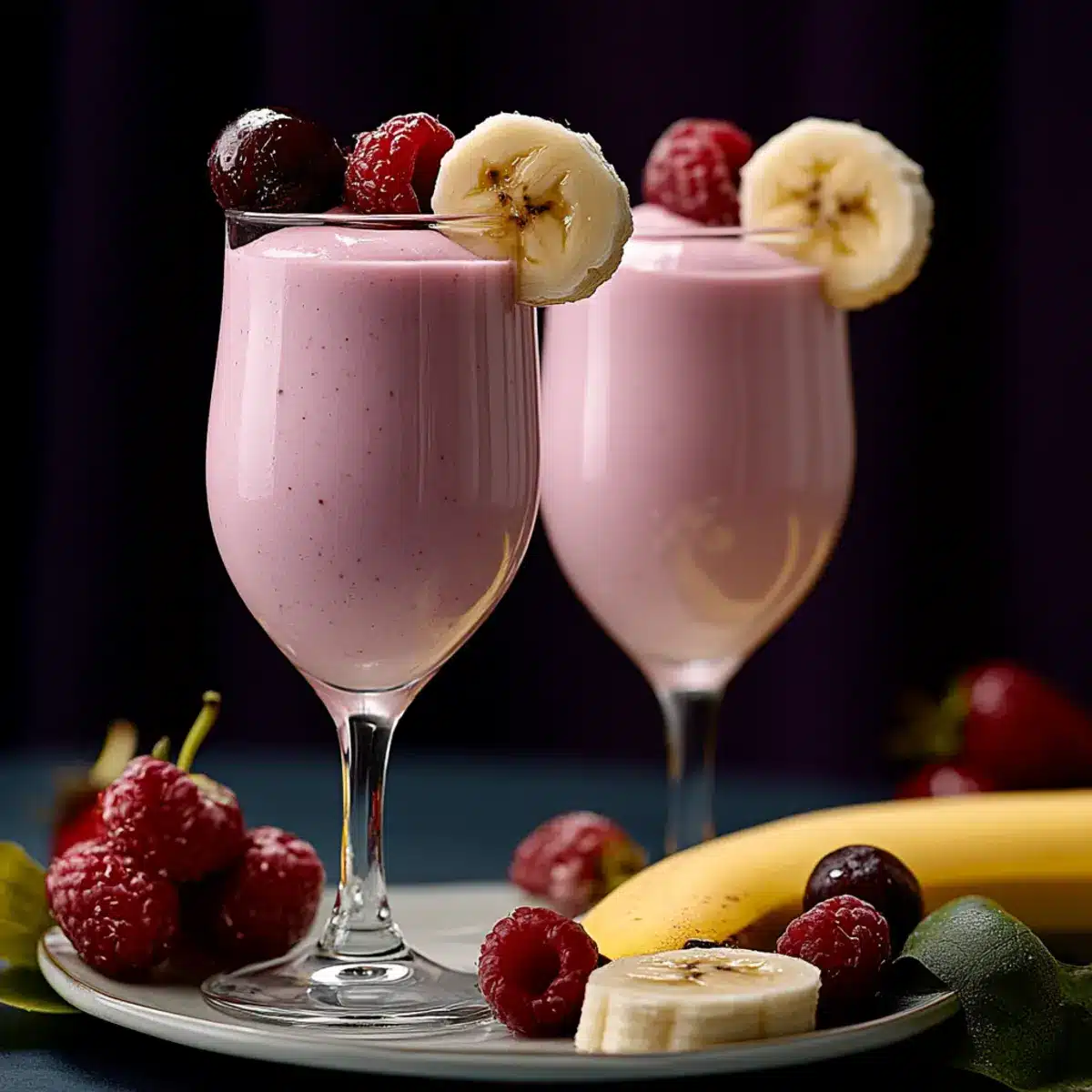 Der ultimative Banane-Kirsch-Smoothie - Fertiges Gericht auf einem Teller