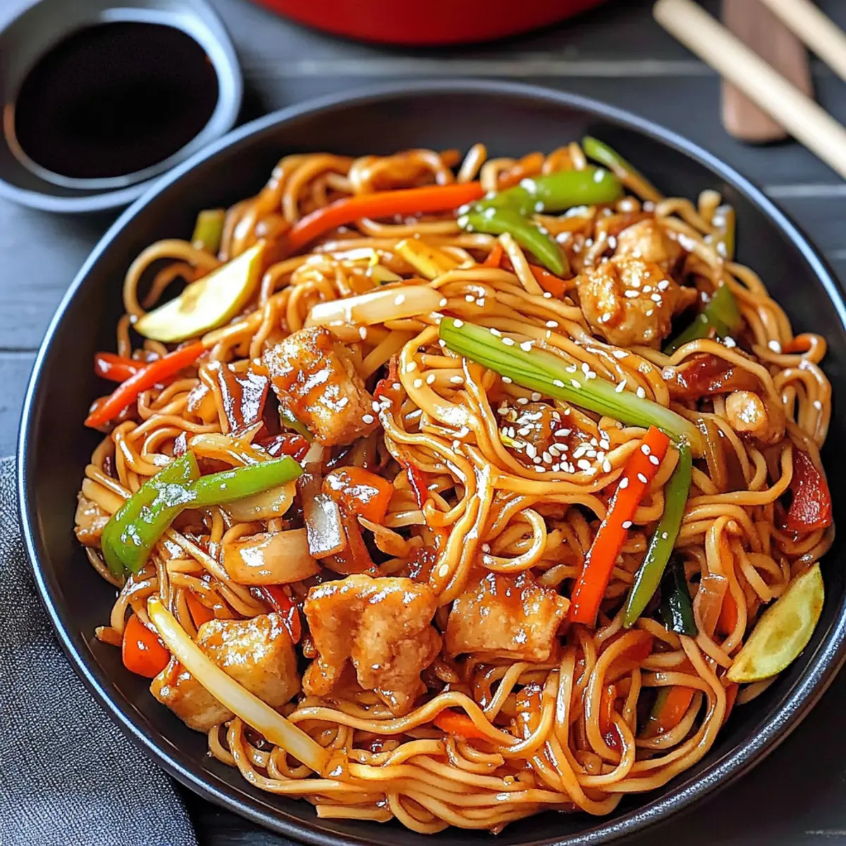 Hähnchen Chow Mein – Asiapfanne mit Gemüse und gebratenen Nudeln