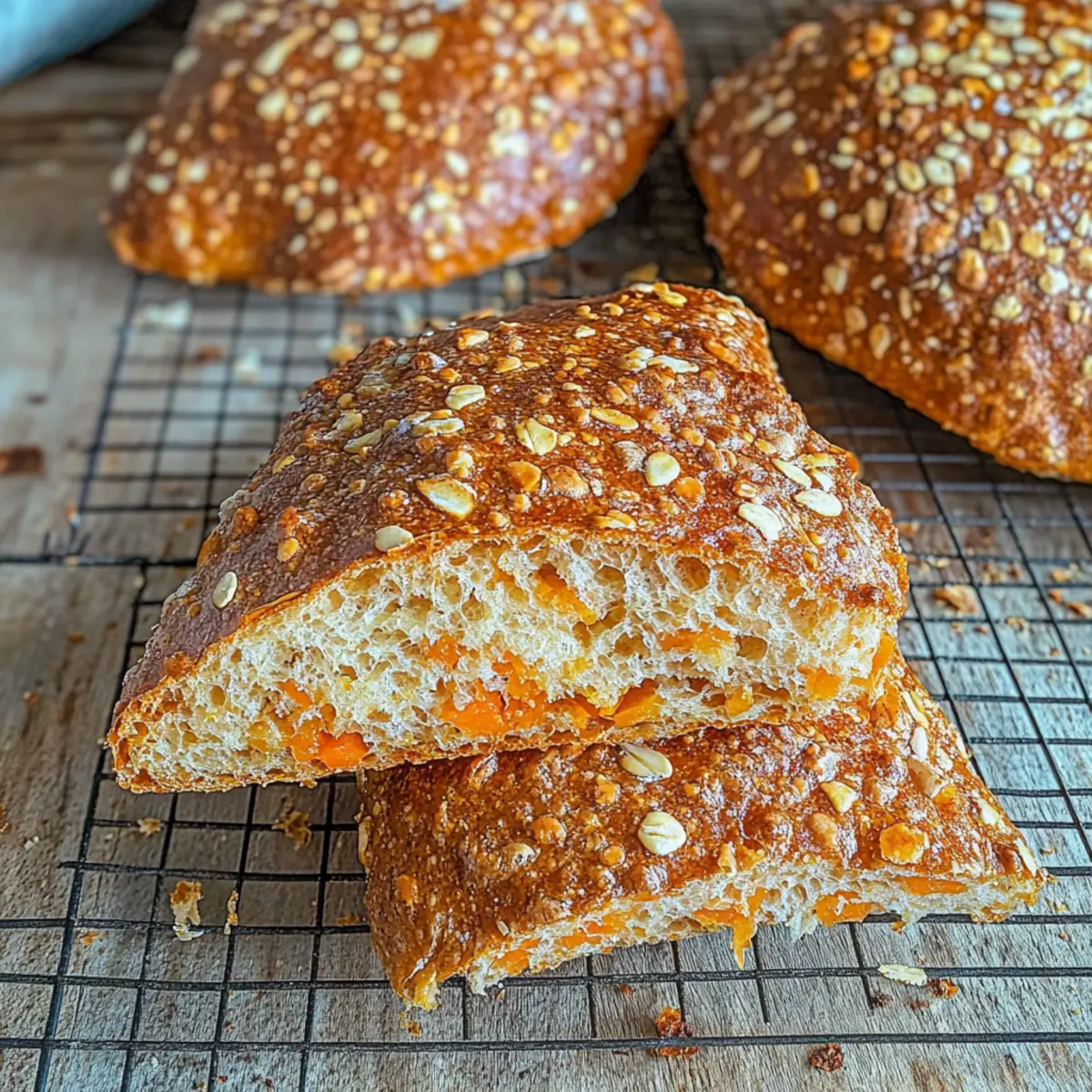 Schnelle Karotten-Brötchen – super einfach, ohne Hefe - Fertiges Gericht auf einem Teller