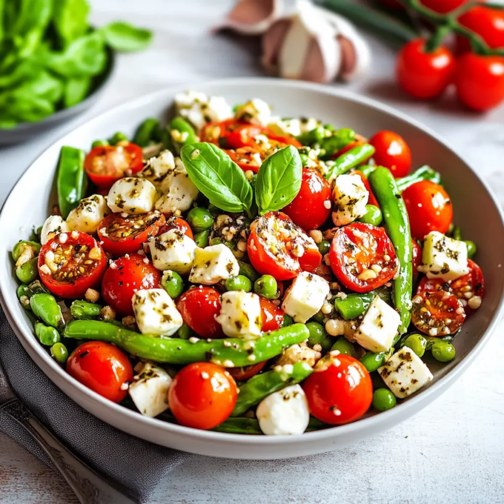Grüner Spargel Salat mit Tomaten und Mozzarella