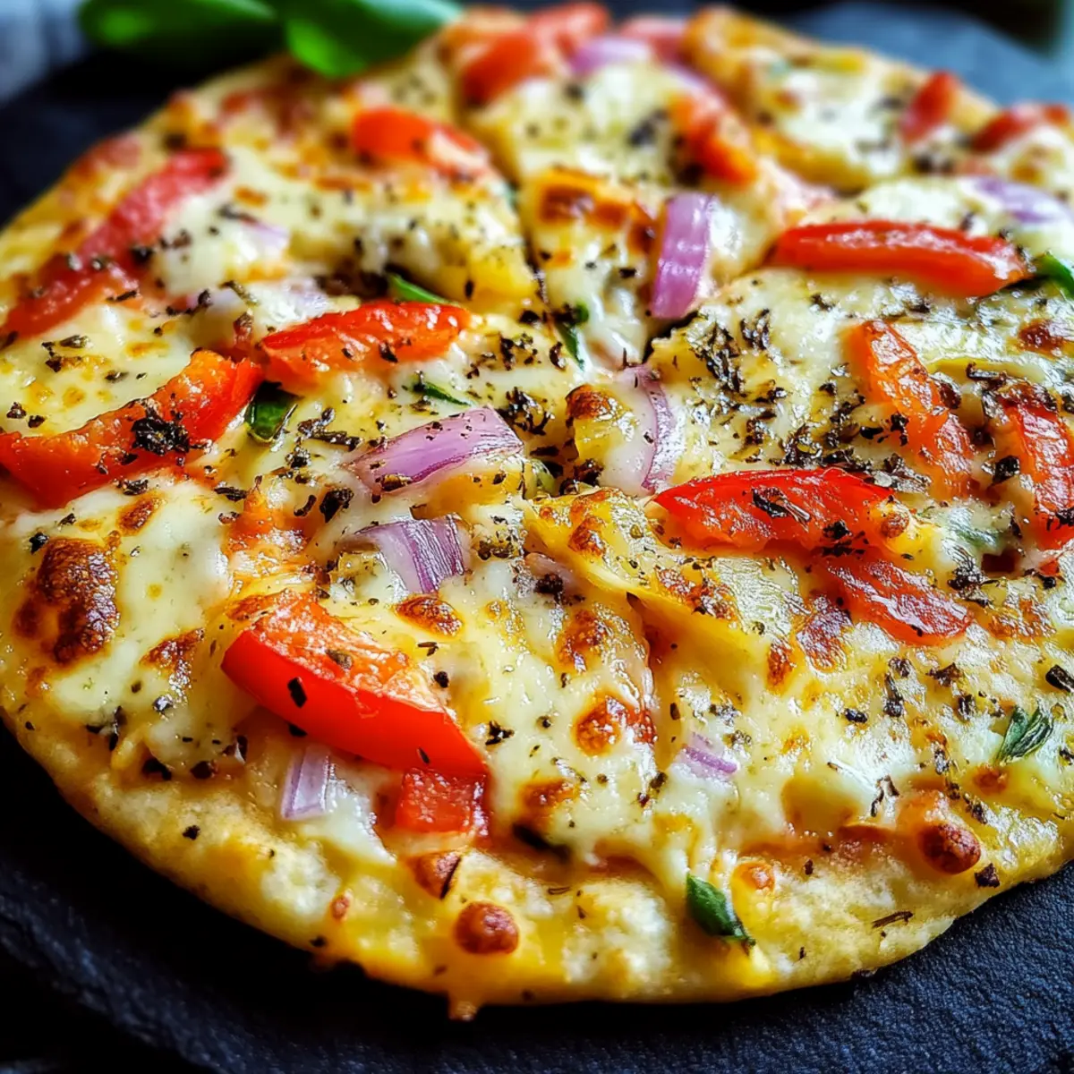 Bunte Low-Carb-Schüttelpizza - Fertiges Gericht auf einem Teller