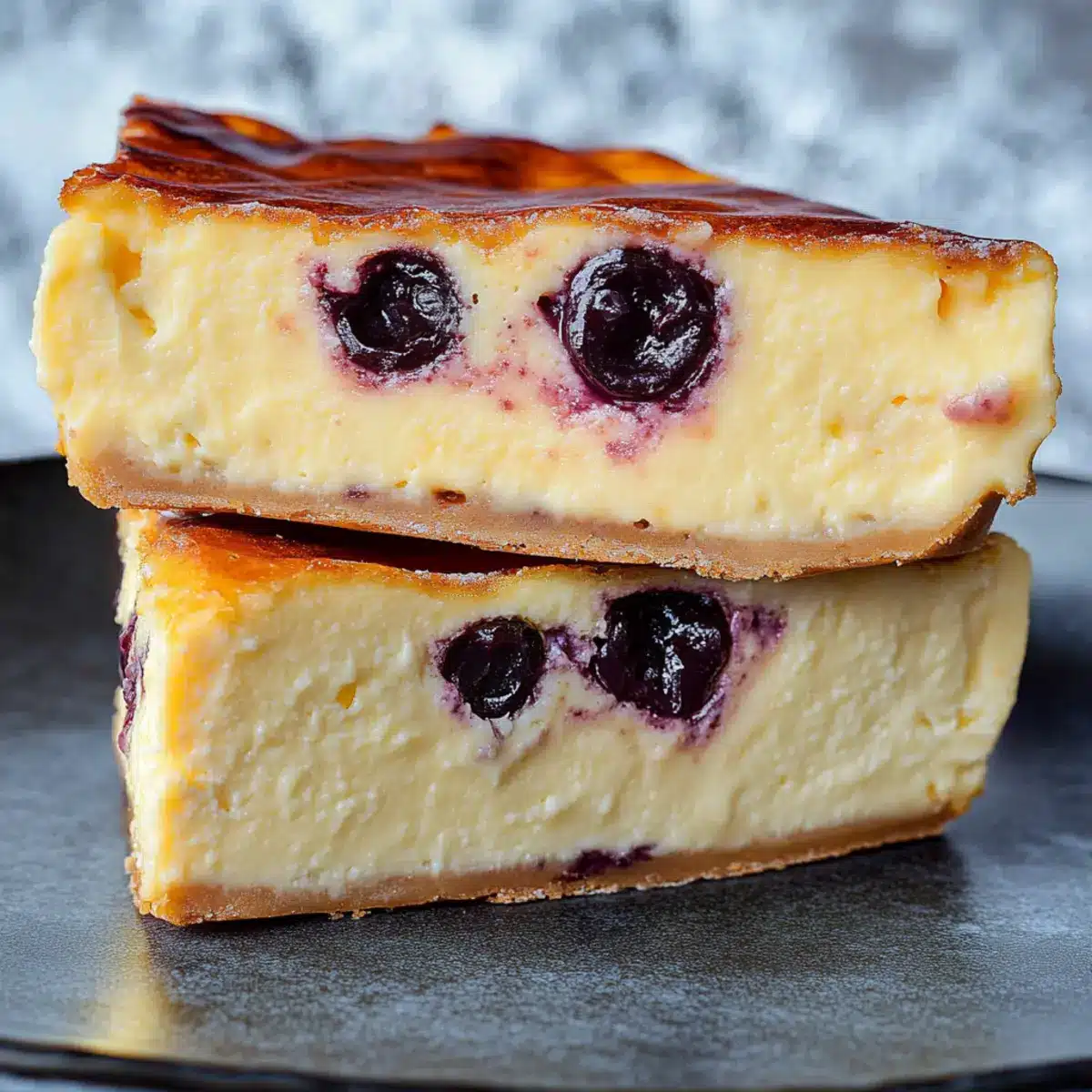 Gesunder Käsekuchen ohne Zucker- high Protein & Low Carb - Nahaufnahme der leckeren Textur