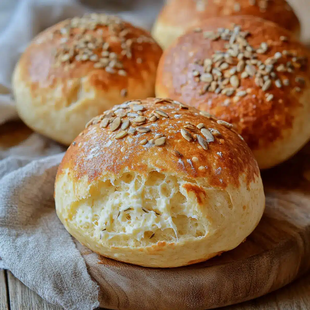 Kalorienarme Quarkbrötchen – nur 3 Zutaten - Fertiges Gericht auf einem Teller