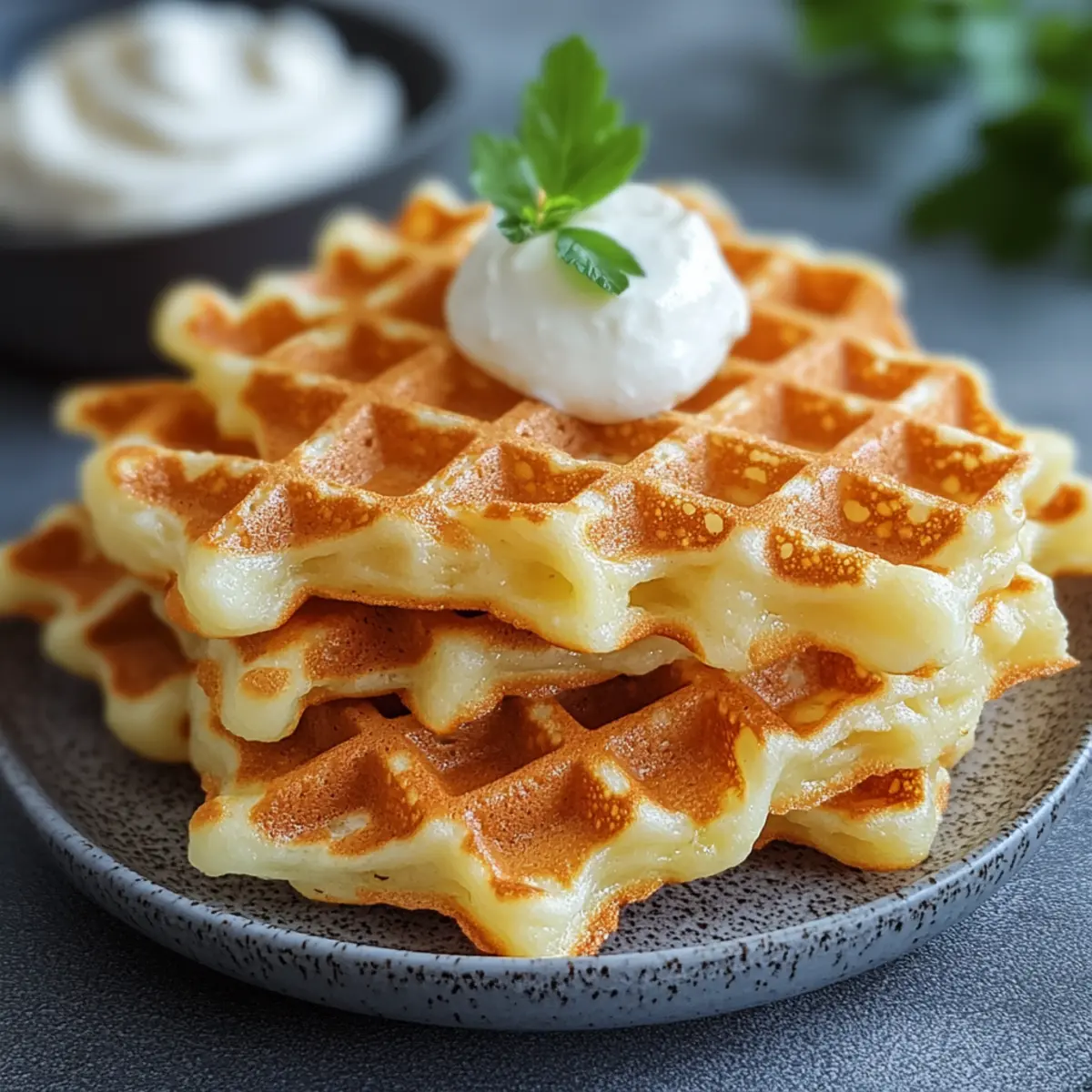 Käsewaffeln - Fertiges Gericht auf einem Teller