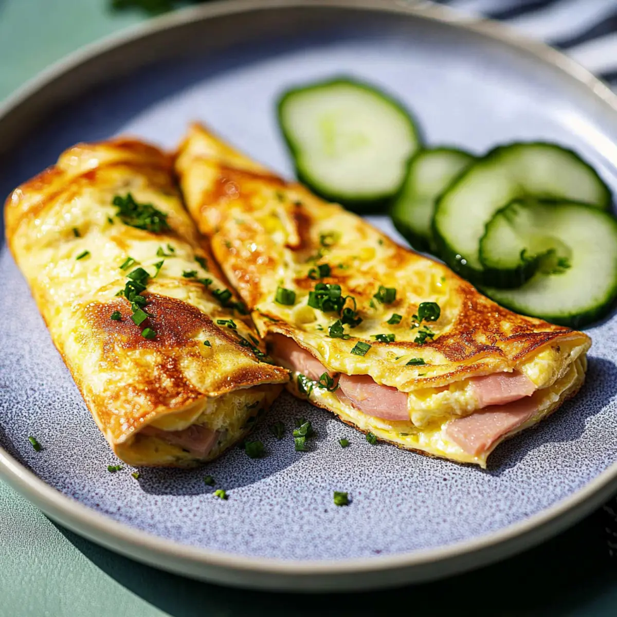 Gerolltes Schinken-Käse-Omelette