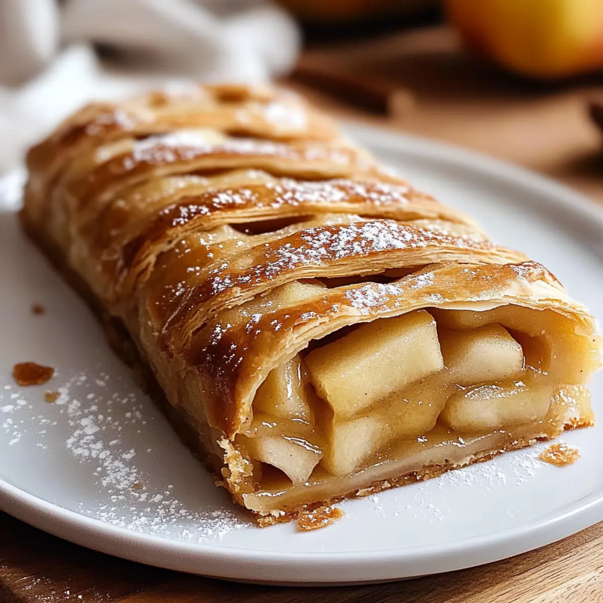 Apfelstrudel mit Blätterteig: Einfach und lecker - Fertiges Gericht auf einem Teller